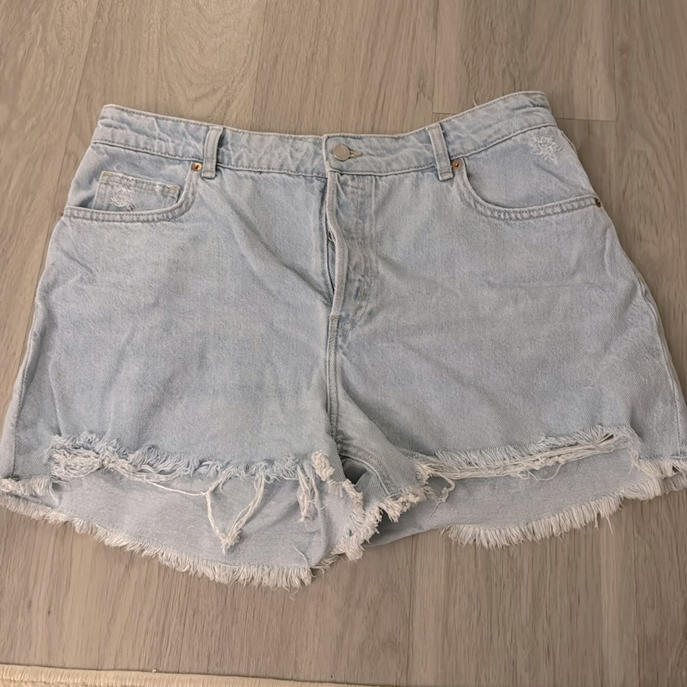 H&M High Waist Light Blue Jean Shorts